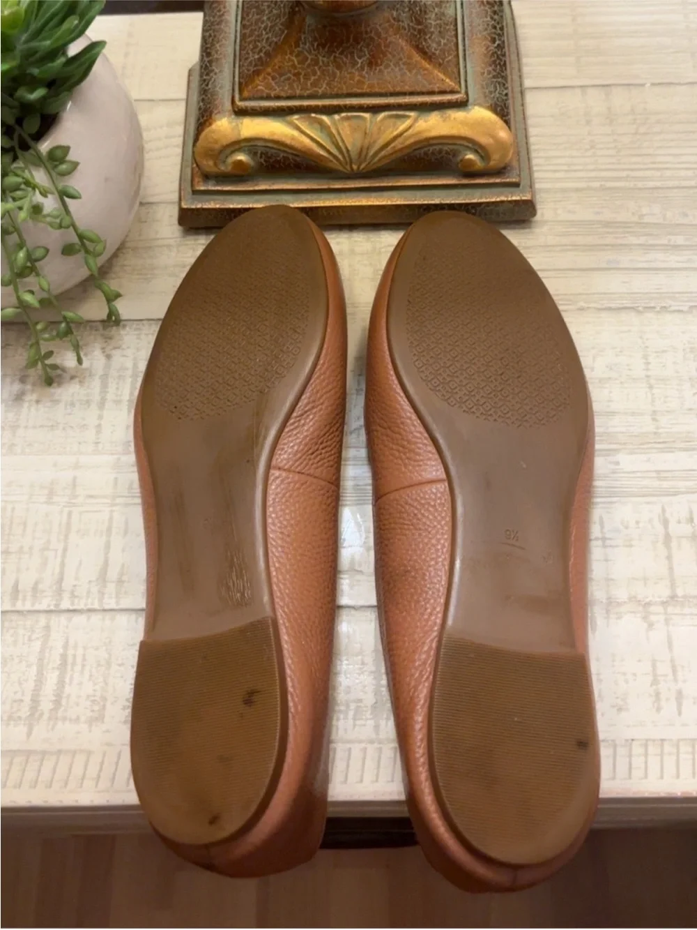 Beautiful Tory Burch Brown Reva Leather Ballet Flats ~ Size 9.5